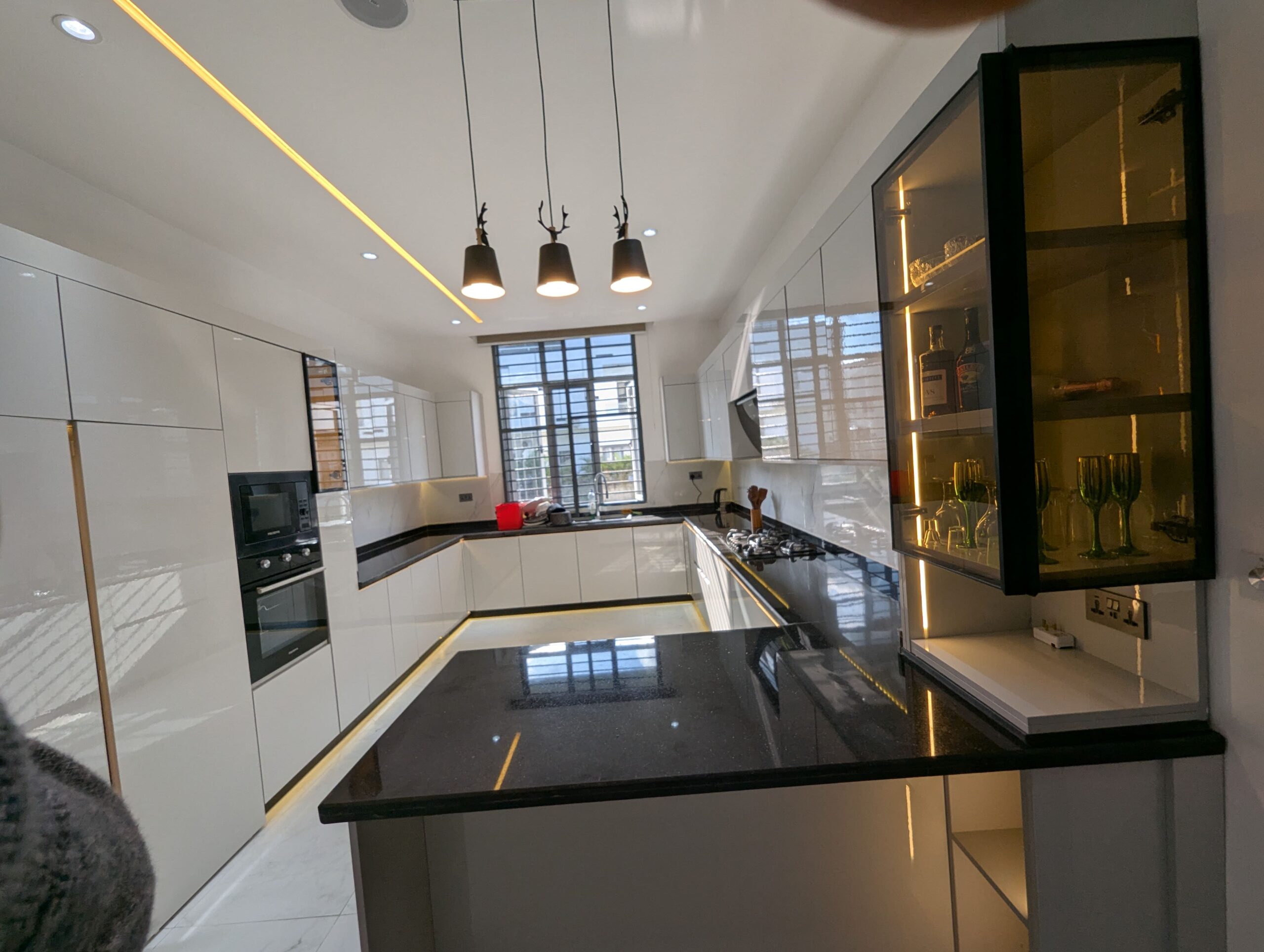 Wide shot of kitchen