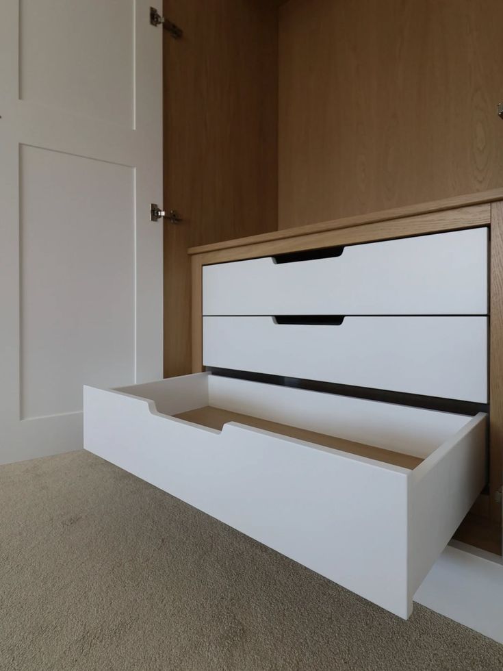 wardrobe interior layout with shelves drawers and hanging space