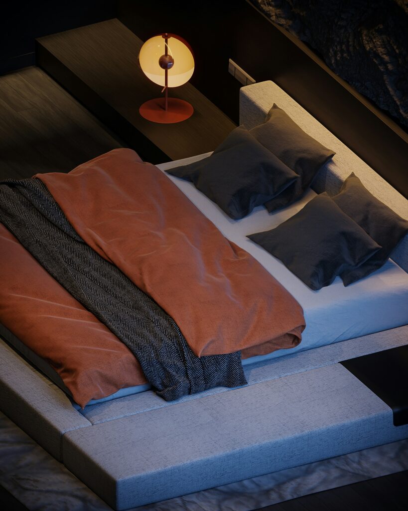 Warm layered lighting design in Nigerian bedroom for better sleep